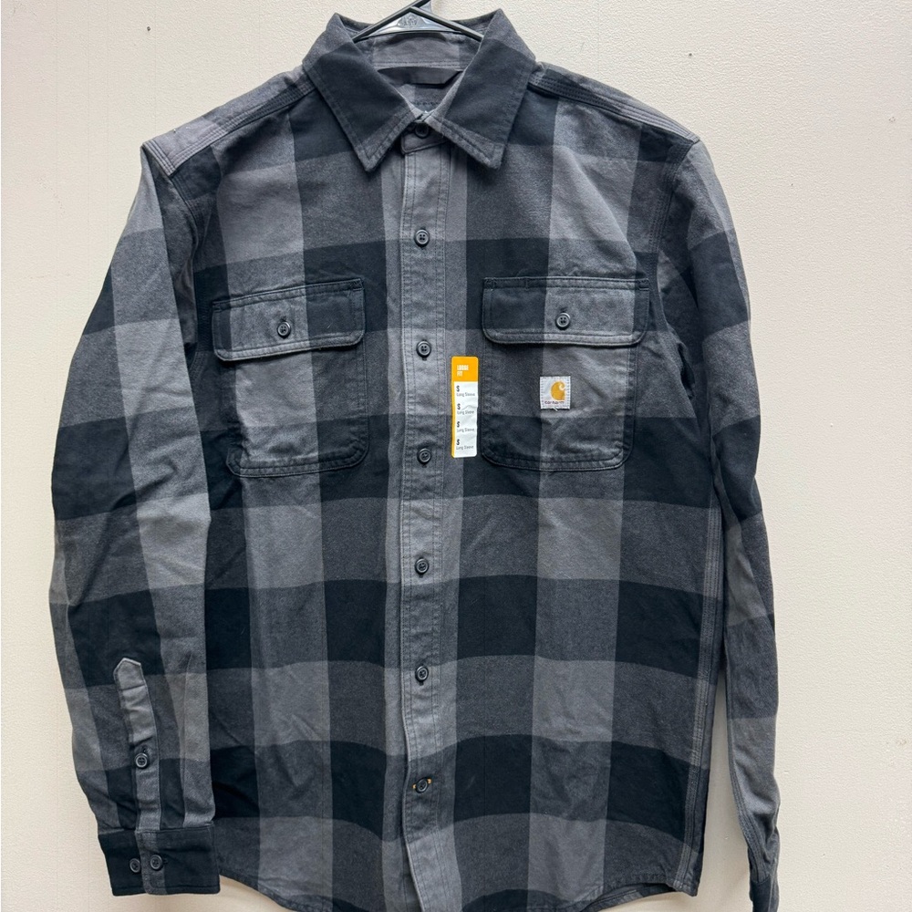 Carhartt Men's Gray and Black Checkered Shirt